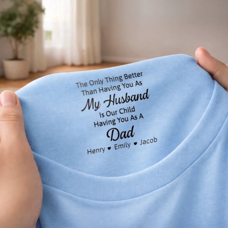 Custom Inside Neck Print T-Shirt - Personalized Anniversary Wedding Gifts For Husband And Wife, Him And Her - You Are Our Home