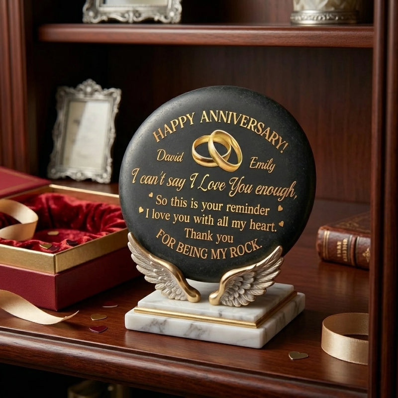 Custom Printed Rock - Personalized Anniversary Wedding Gifts For Husband And Wife, Him And Her - Love Grows With Time