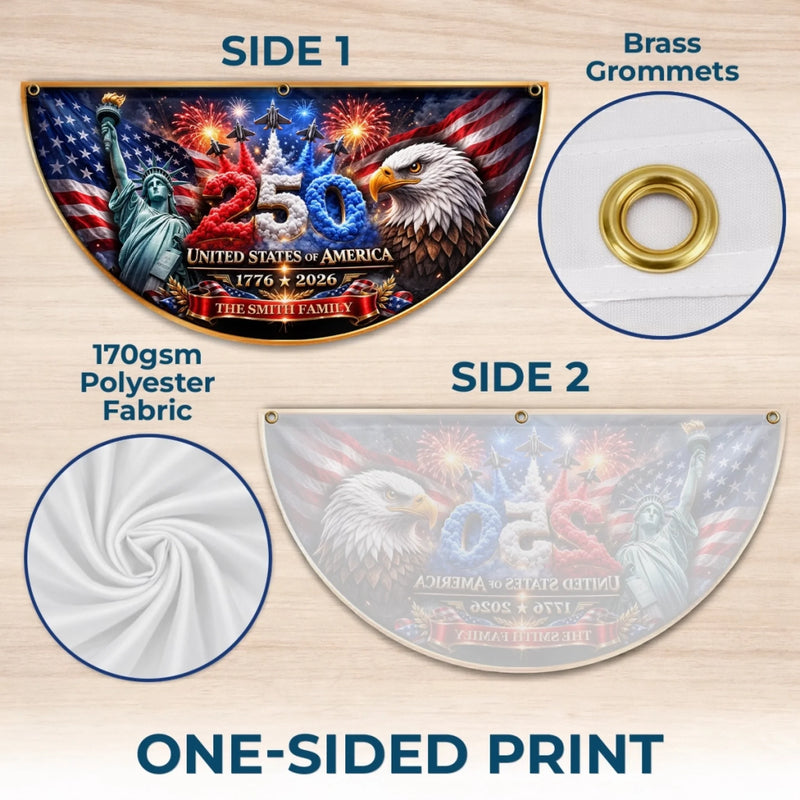 Custom Non-Pleated Fan Flag -  Personalized America 250th Anniversary Gifts For Mom, Dad, Brother, Sister, Kids - Welcome To Our American Home