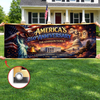 Custom Polyester Outdoor Banner - Personalized America 250th Anniversary Gifts For Mom, Dad, Brother, Sister, Kids - Freedom And The American Dream
