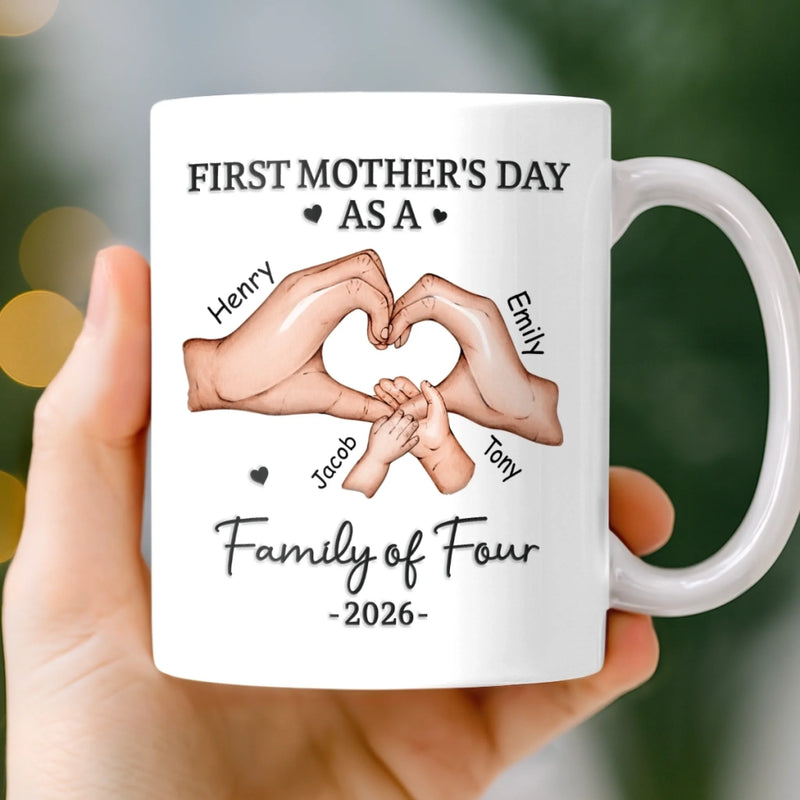 Custom Mug - Personalized Mother's Day, Baby Shower, Gender Reveal Gifts For New Moms, Wife, Daughter - Love At First Kick