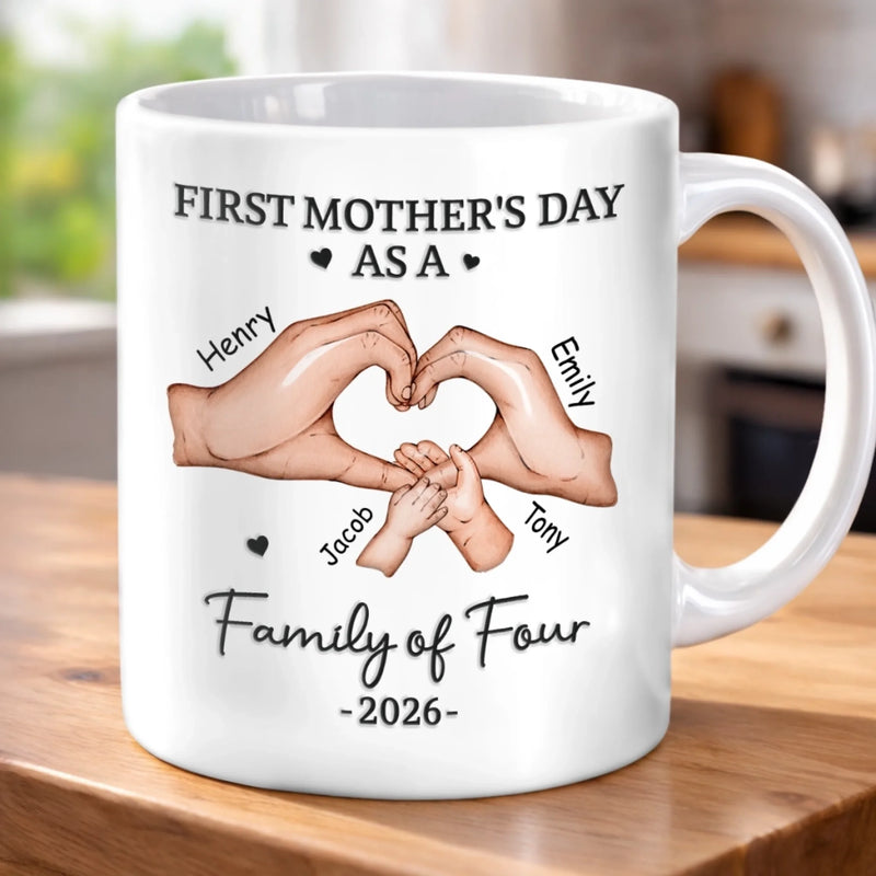 Custom Mug - Personalized Mother's Day, Baby Shower, Gender Reveal Gifts For New Moms, Wife, Daughter - Love At First Kick