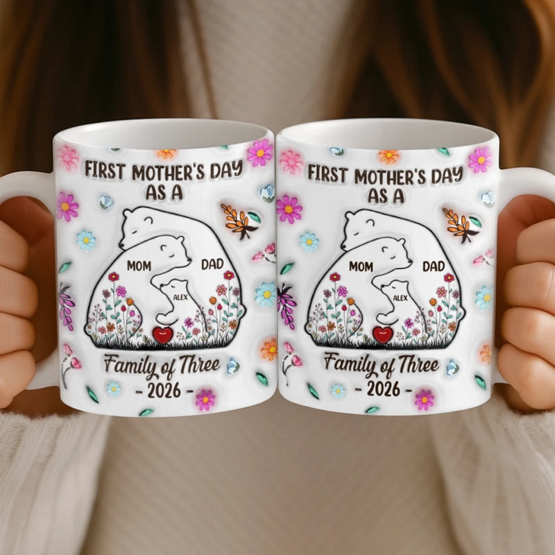 Custom 3D Inflated Effect Printed Mug - Personalized Mother's Day, Baby Shower, Gender Reveal Gifts For New Moms, Wife, Daughter - Family Is Where Hugs Never End