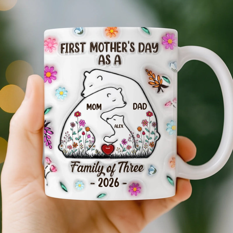 Custom 3D Inflated Effect Printed Mug - Personalized Mother's Day, Baby Shower, Gender Reveal Gifts For New Moms, Wife, Daughter - Family Is Where Hugs Never End