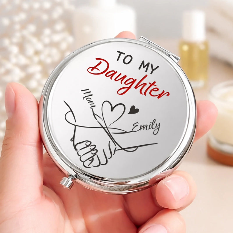 Custom Compact Mirror - Personalized Birthday Gifts For Daughter, Granddaughter - You Are My Heart