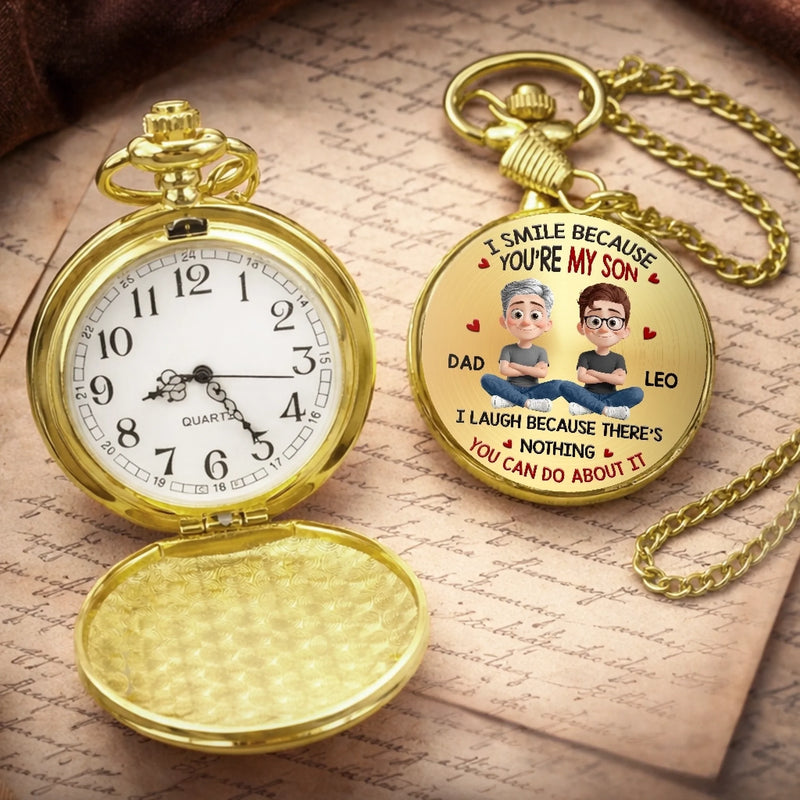 Custom Pocket Watch - Personalized Birthday Gifts For Son - Watching You Grow Makes Me Proud