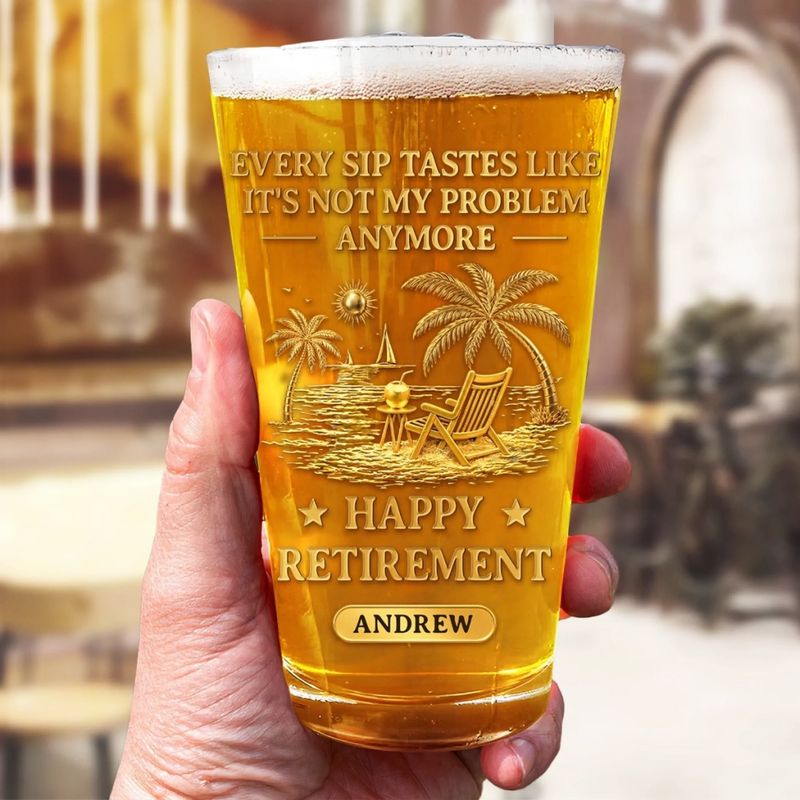 Custom Beer Glass - Personalized Retirement Gifts For Women, Men - Cheers To A Life Well Earned
