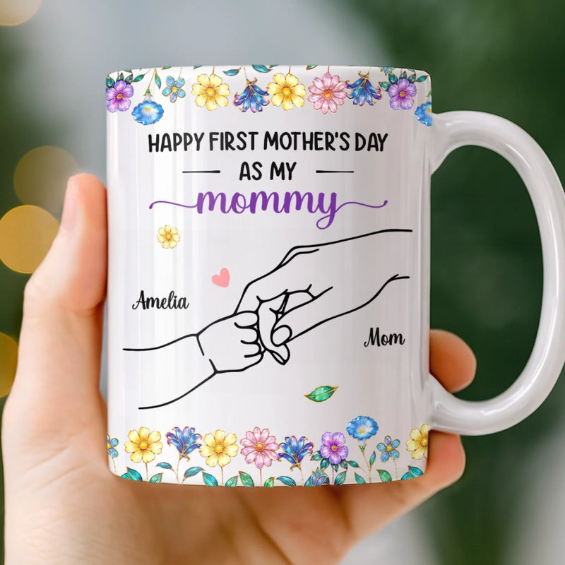 Custom Mug - Personalized Mother's Day, Baby Shower, Gender Reveal Gifts For New Moms, Wife, Daughter - The Sweetest Little Hand To Hold
