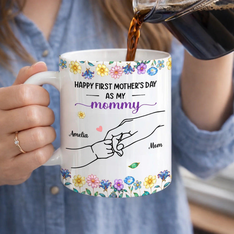 Custom Mug - Personalized Mother's Day, Baby Shower, Gender Reveal Gifts For New Moms, Wife, Daughter - The Sweetest Little Hand To Hold