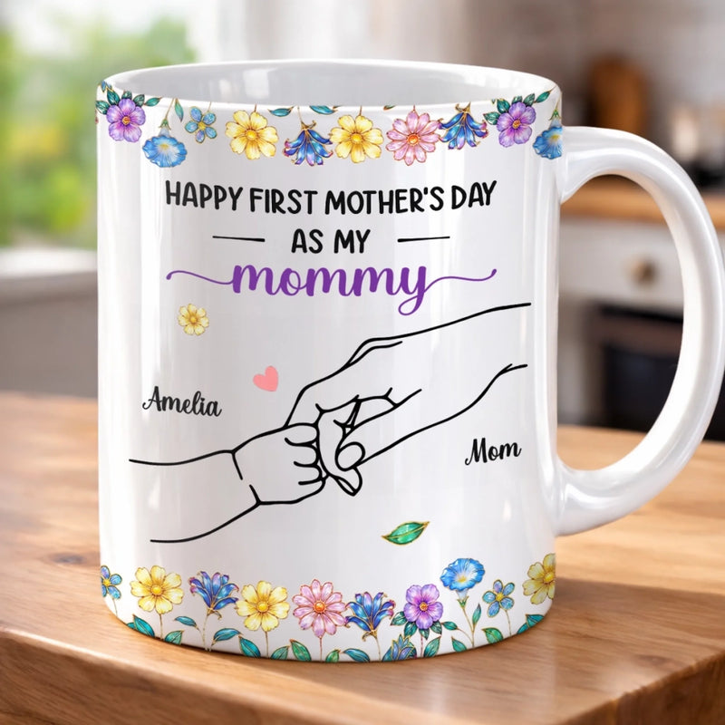 Custom Mug - Personalized Mother's Day, Baby Shower, Gender Reveal Gifts For New Moms, Wife, Daughter - The Sweetest Little Hand To Hold