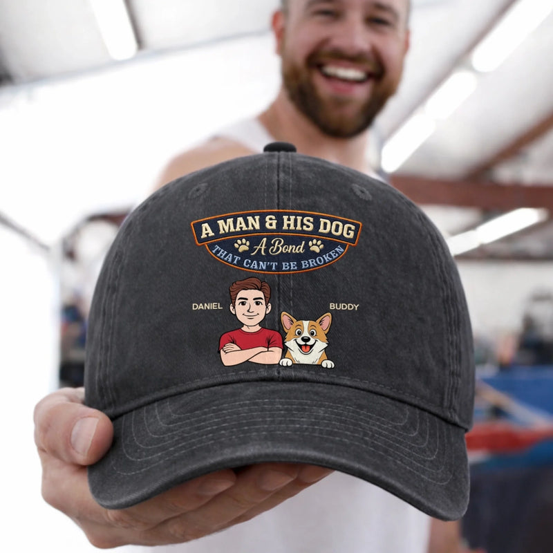 Custom Vintage Washed Denim Baseball Cap - Personalized Father's Day Gifts For Dog Lovers, Dog Dad And Mom - Certified Dog Dad