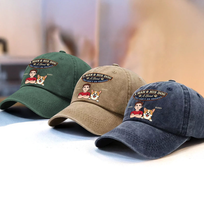 Custom Vintage Washed Denim Baseball Cap - Personalized Father's Day Gifts For Dog Lovers, Dog Dad And Mom - Certified Dog Dad