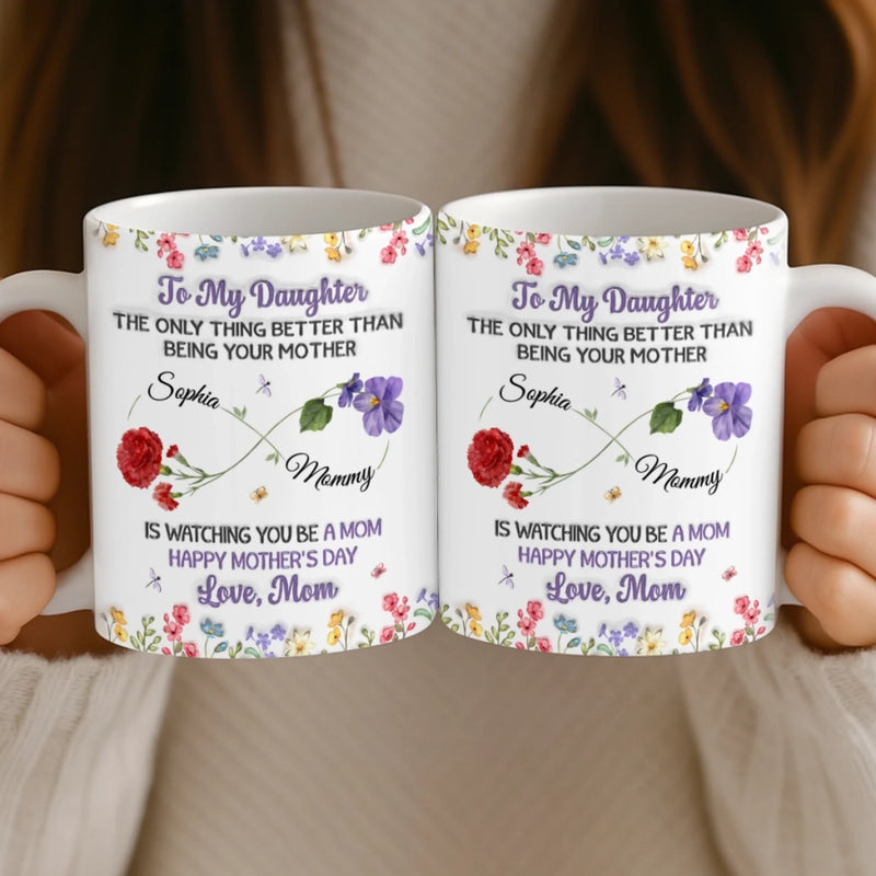 Custom 3D Inflated Effect Printed Mug - Personalized Mother's Day Birthday Gifts For Mom, Daughter - Watching You Be A Mom
