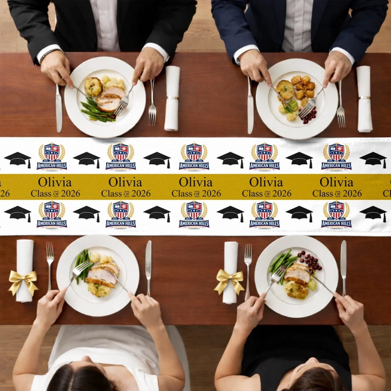 Custom Photo Table Runner - Personalized Graduation Gifts For Him, Her - The Journey Begins Today