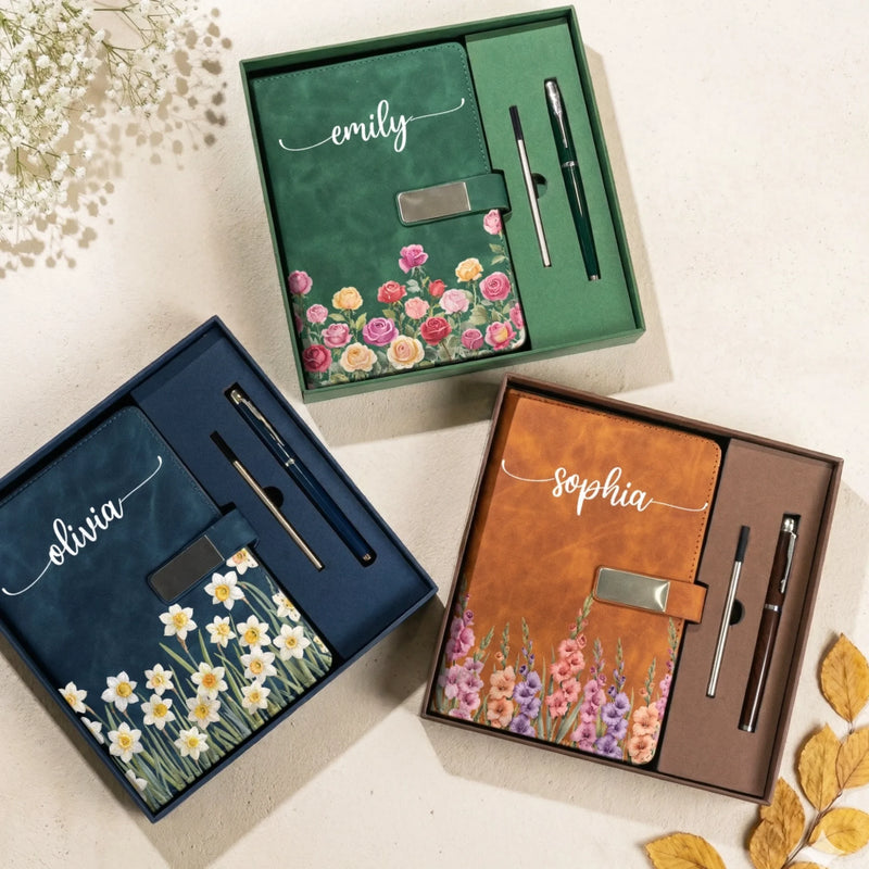 Custom Birth Month Flower Notebook Set - Personalized Birthday Gifts For Besties, Sisters, BFF, Family, Yourself - Be Proud Of Who You Are