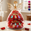 Custom Angel Glass Dome With Preserved Flowers - Personalized Mother's Day Birthday Gifts For Mom, Grandma - Mom Then, Grandma Now, Loved Forever