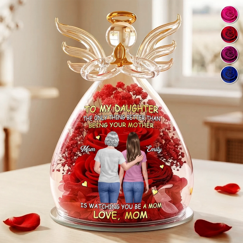 Custom Angel Glass Dome With Preserved Flowers - Personalized Mother's Day Birthday Gifts For Mom, Daughter - You Makes Life Sweeter