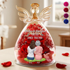 Custom Angel Glass Dome With Preserved Flowers - Personalized Mother's Day Birthday Gifts For Mom, Daughter - Forever Starts With Us