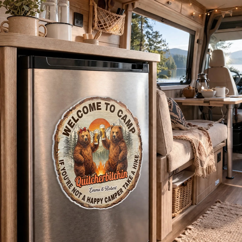 Custom Door Magnet - Personalized Anniversary Wedding Camping Gifts For Campers, Husband And Wife, Him And Her - Take A Hike