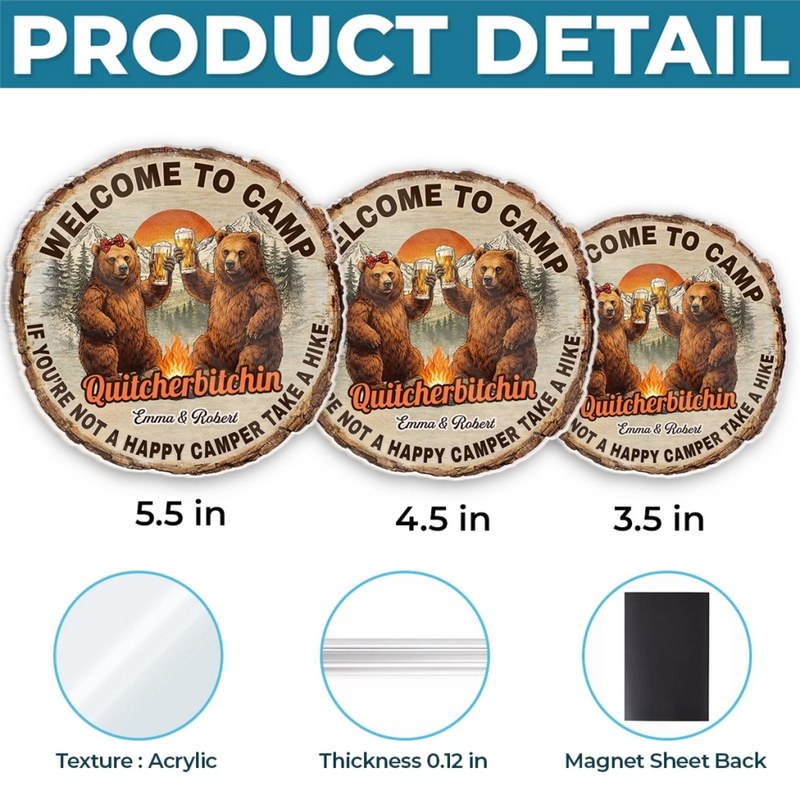 Custom Door Magnet - Personalized Anniversary Wedding Camping Gifts For Campers, Husband And Wife, Him And Her - Take A Hike