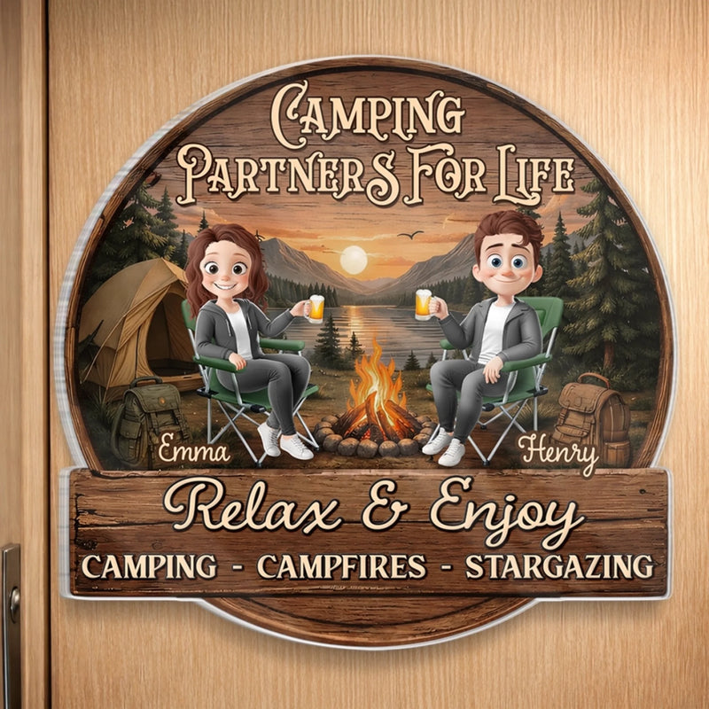 Custom Door Magnet - Personalized Anniversary Wedding Camping Gifts For Campers, Husband And Wife, Him And Her - Love Is Our Greatest Adventure