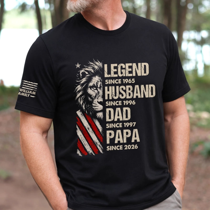 Custom Unisex T-Shirt With Design On Sleeve - Personalized Father's Day Birthday Gifts For Dad, Grandpa - Strength Of A Father