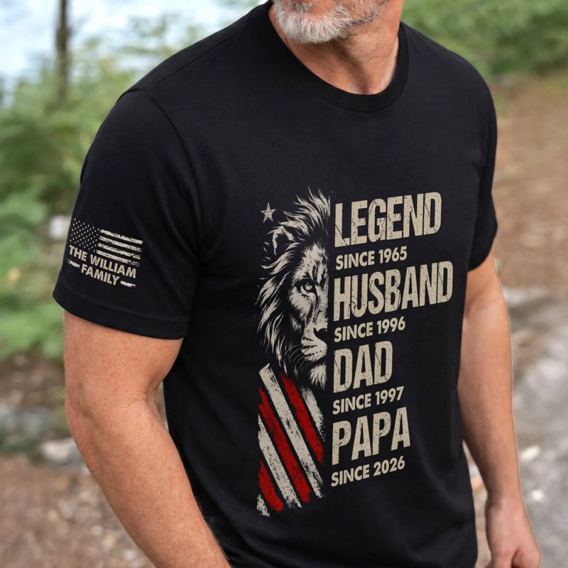 Custom Unisex T-Shirt With Design On Sleeve - Personalized Father's Day Birthday Gifts For Dad, Grandpa - Strength Of A Father