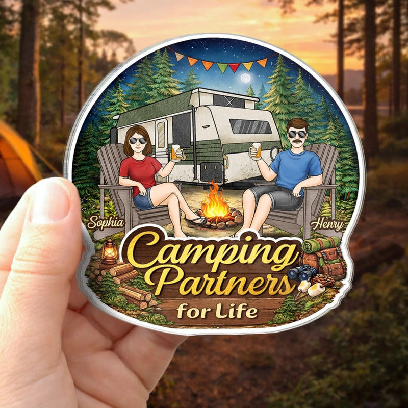 Custom Door Magnet - Personalized Anniversary Wedding Camping Gifts For Campers, Husband And Wife, Him And Her - Home Is Wherever We Park It