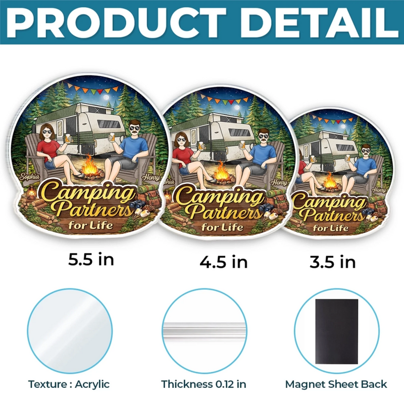 Custom Door Magnet - Personalized Anniversary Wedding Camping Gifts For Campers, Husband And Wife, Him And Her - Home Is Wherever We Park It
