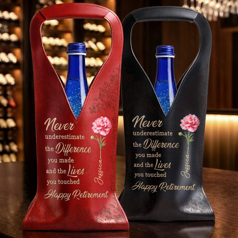 Custom Leather Wine Bag - Personalized Retirement Gifts For Women, Men - Time To Enjoy Life Fully