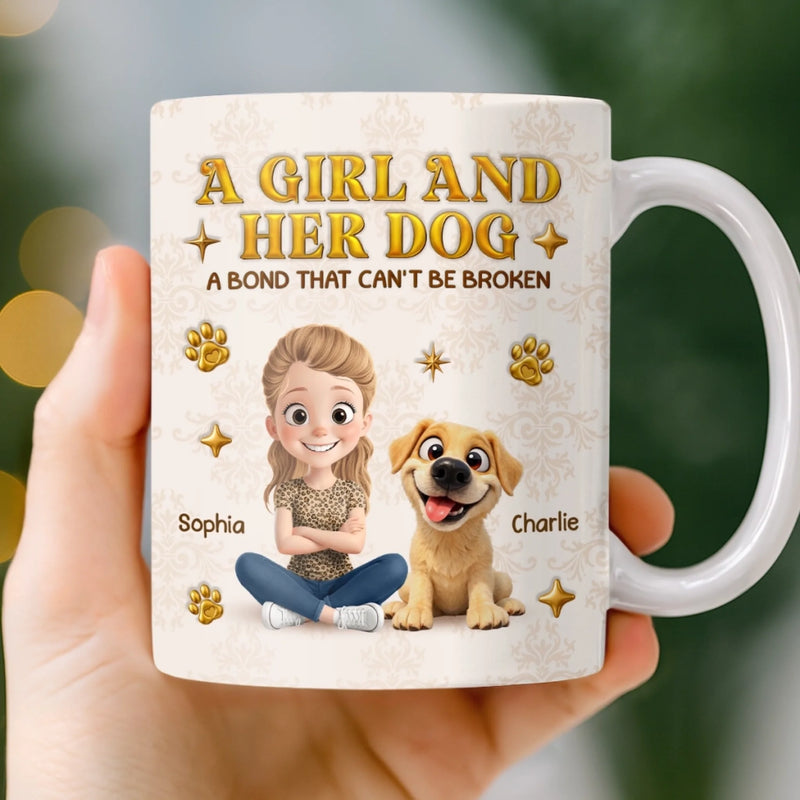 Custom 3D Inflated Effect Printed Mug - Personalized Mother's Day Gifts For Dog Lovers, Dog Dad And Mom - Girlhood, But With Paws