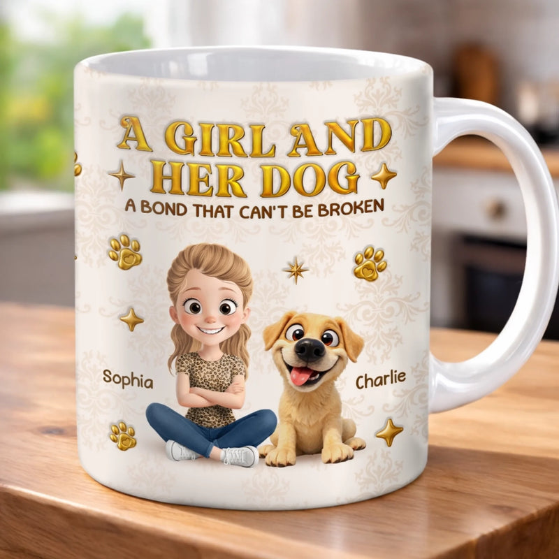 Custom 3D Inflated Effect Printed Mug - Personalized Mother's Day Gifts For Dog Lovers, Dog Dad And Mom - Girlhood, But With Paws