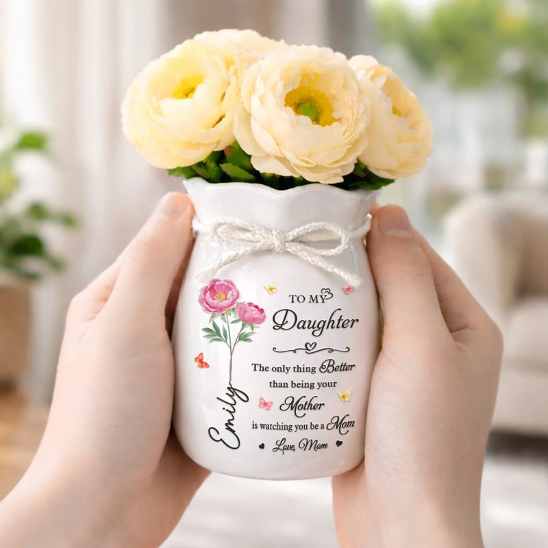 Custom Flower Vase With Ribbon - Personalized Mother's Day Birthday Gifts For Daughter, Daughter-In-Law - You Are Truly Loved