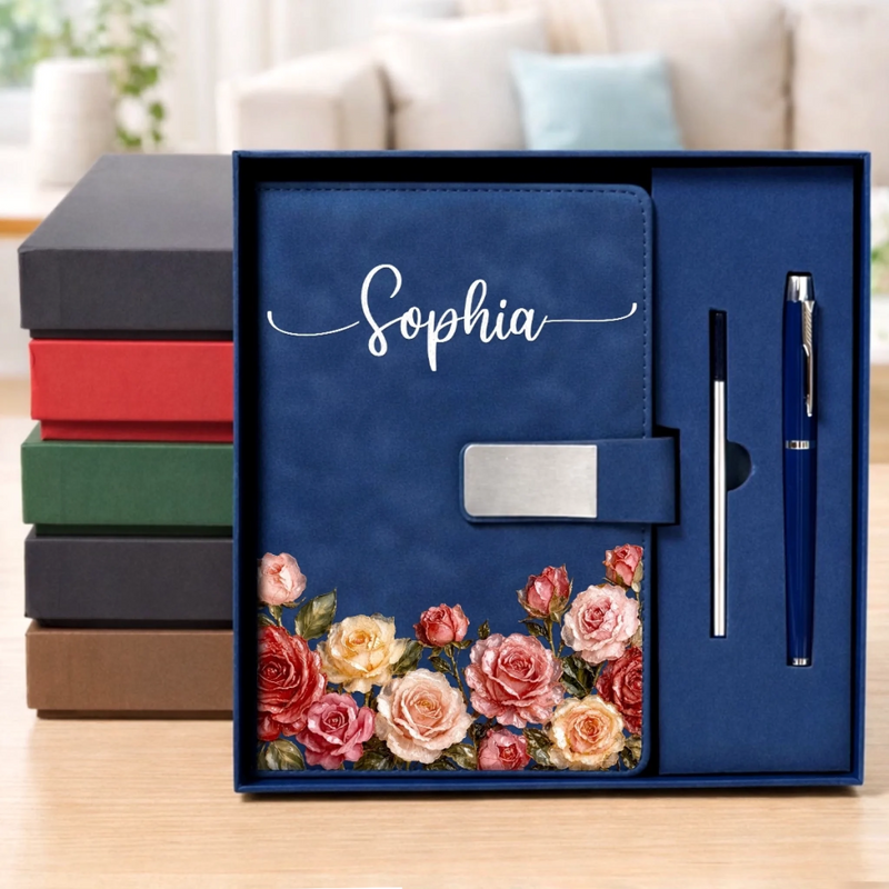 Custom Birth Month Flower Notebook Set - Personalized Birthday Gifts For Besties, Sisters, BFF, Family, Yourself - Proud Of My Own Journey