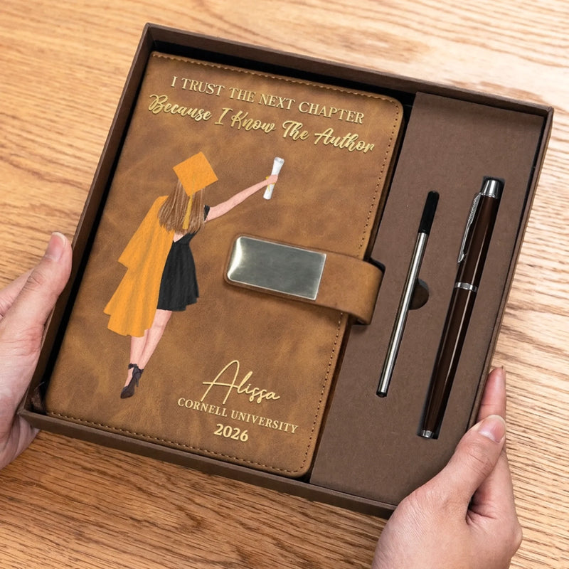 Custom PU Leather Notebook -  Personalized Graduation Gifts For Him, Her - Write Your Own Story