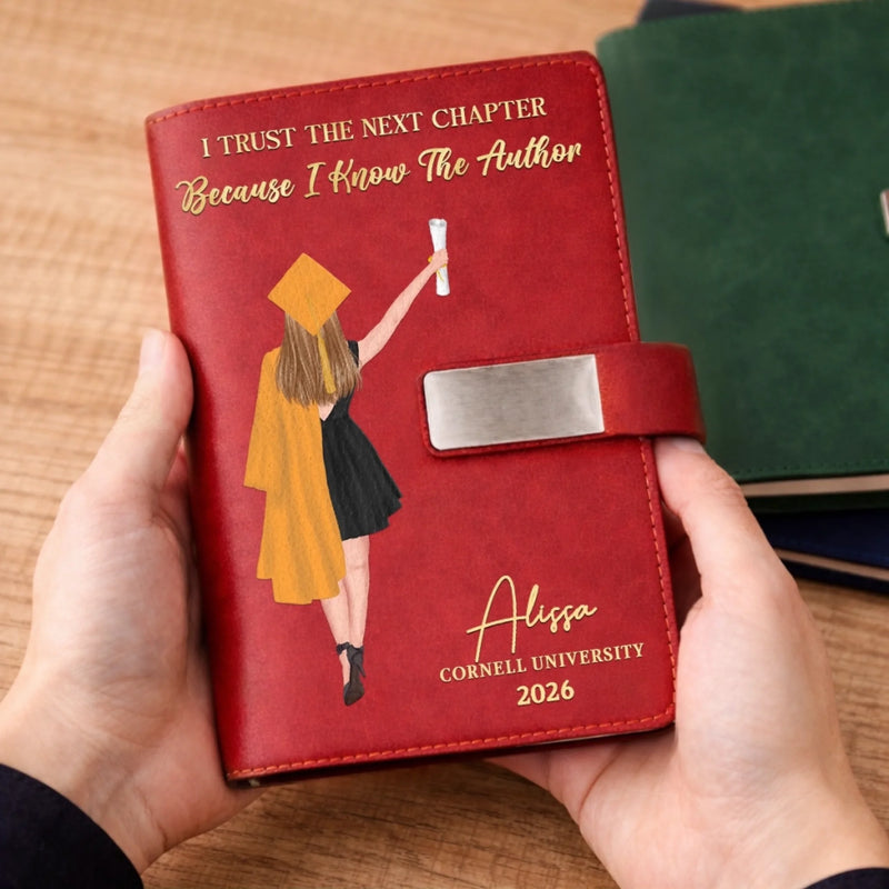 Custom PU Leather Notebook -  Personalized Graduation Gifts For Him, Her - Write Your Own Story