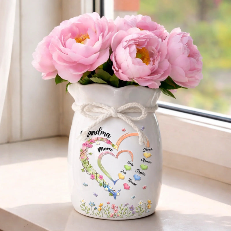 Custom Flower Vase With Ribbon - Personalized Mother's Day Gifts For Mom, Grandma - My Favorite People Call Me Grandma