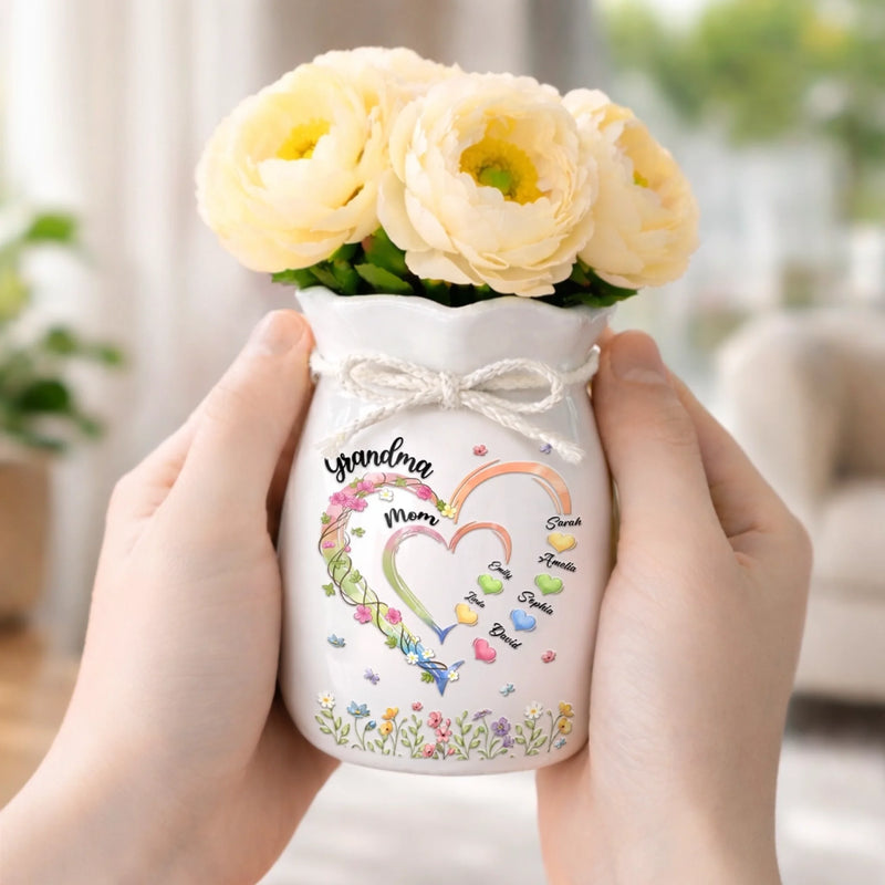 Custom Flower Vase With Ribbon - Personalized Mother's Day Gifts For Mom, Grandma - My Favorite People Call Me Grandma