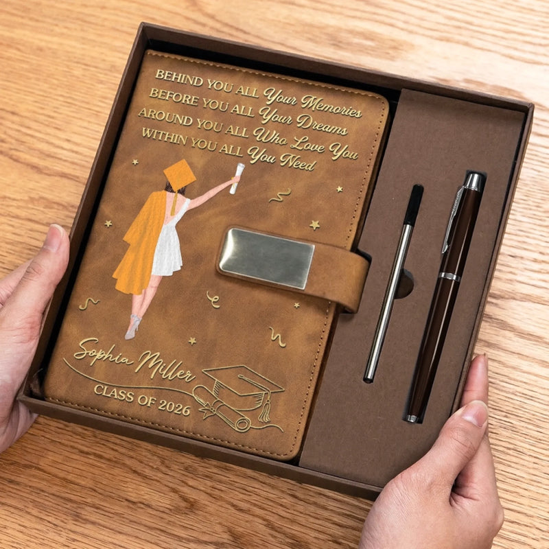 Custom PU Leather Notebook -  Personalized Graduation Gifts For Him, Her - Make Every Page Count