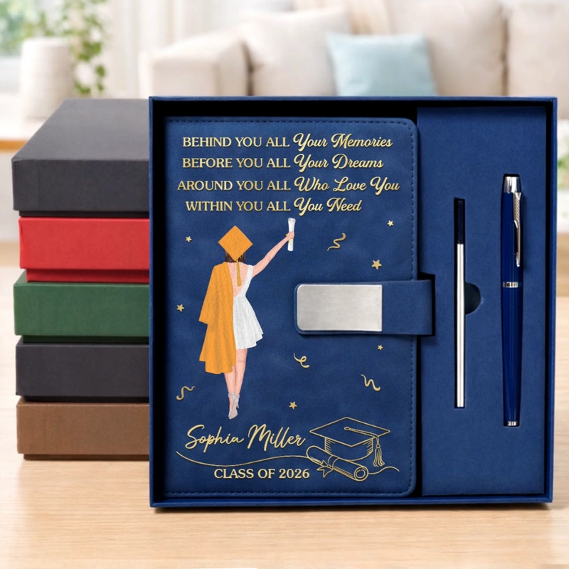 Custom PU Leather Notebook -  Personalized Graduation Gifts For Him, Her - Make Every Page Count