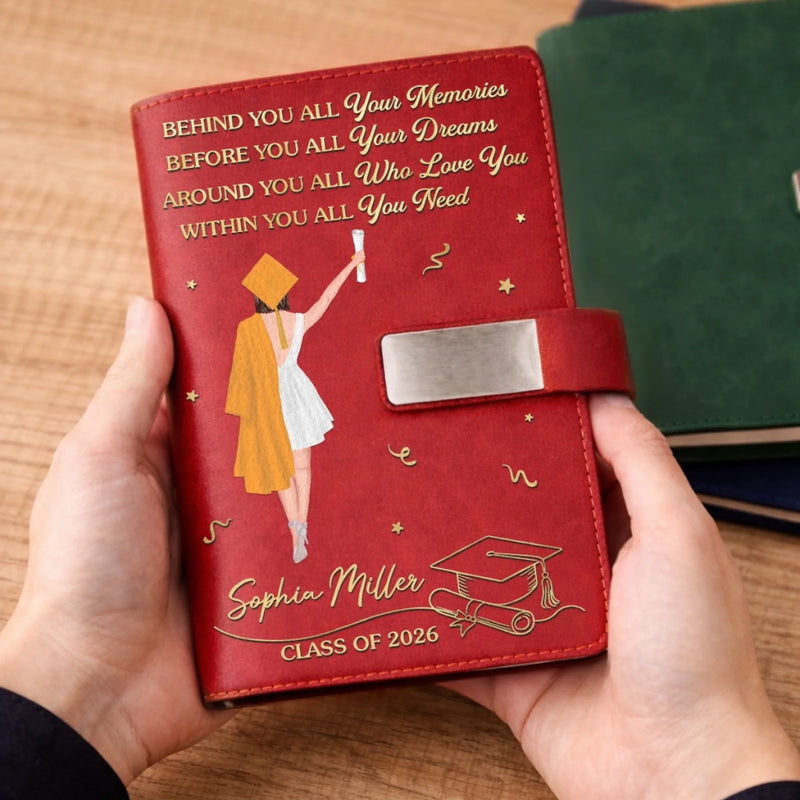 Custom PU Leather Notebook -  Personalized Graduation Gifts For Him, Her - Make Every Page Count