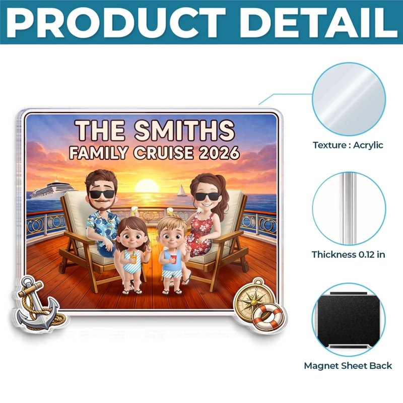 Custom Cruise Ship Door Magnet - Personalized Summer Vacation And Travel Gifts For Mom, Dad, Brother, Sister, Kids - Making Summer Memories Together