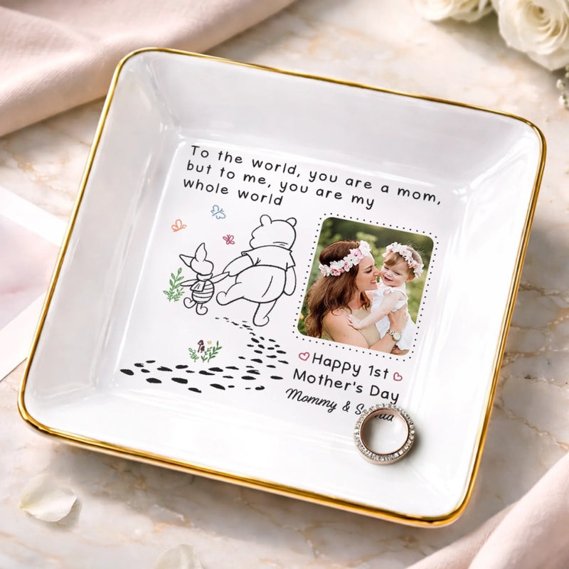 Custom Photo Jewelry Dish - Personalized Baby Shower, Gender Reveal Gifts For New Moms, New Parents - Welcome To The World