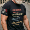 Custom Unisex T-Shirt With Design On Sleeve - Personalized Father's Day Birthday Gifts For Dad, Grandpa - Top Dad Energy
