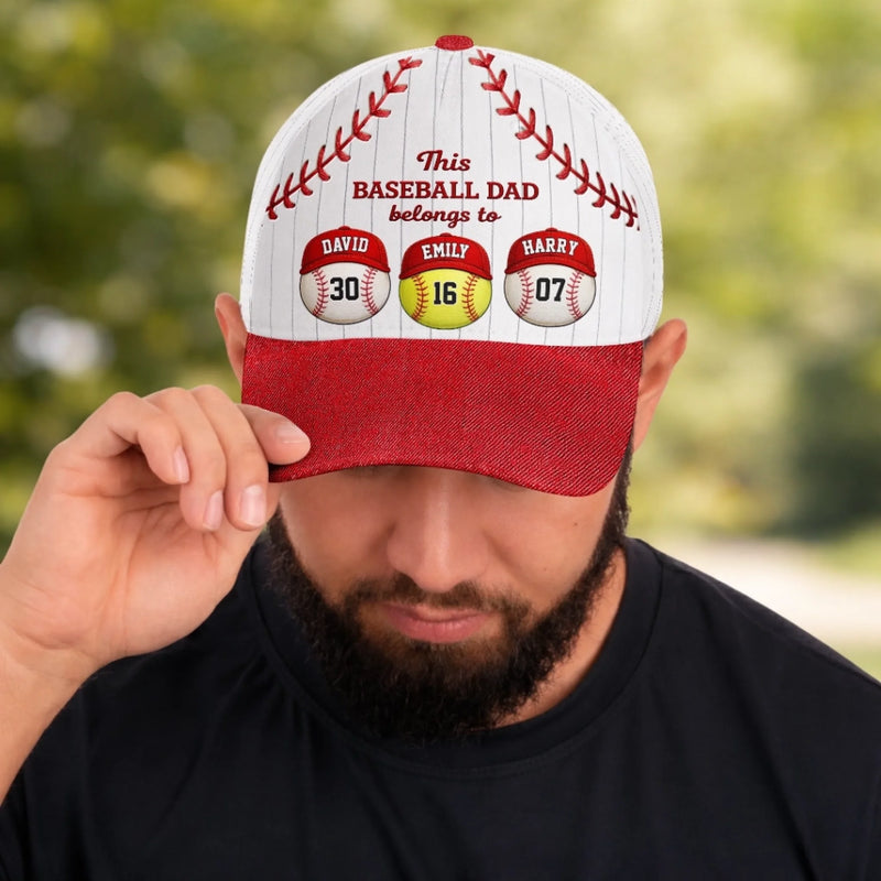 Custom Hat, All Over Print Classic Cap - Personalized Birthday Baseball Gifts For Dad, Grandpa, Baseball Lovers, Sports Fans, Sports Lovers - Best Dad In The Game