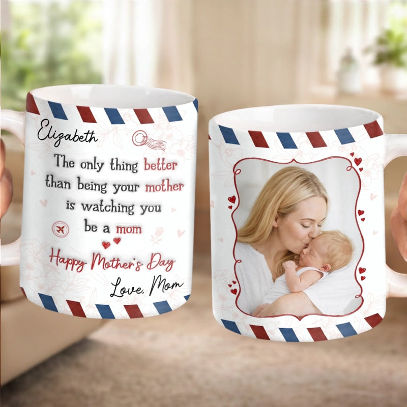 Custom Photo Mug - Personalized Mother's Day, Baby Shower, Gender Reveal Gifts For New Moms, Wife, Daughter - You Were Born For This Love