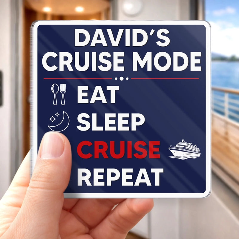 Custom Cruise Ship Door Magnet - Personalized Summer Vacation And Travel Gifts For Mom, Dad, Brother, Sister, Kids - Family Cruise Mode On