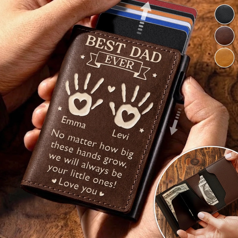 Custom Pop-Up Leather Wallet - Personalized Father's Day Birthday Gifts For Dad, Grandpa - Always Be Your Little One