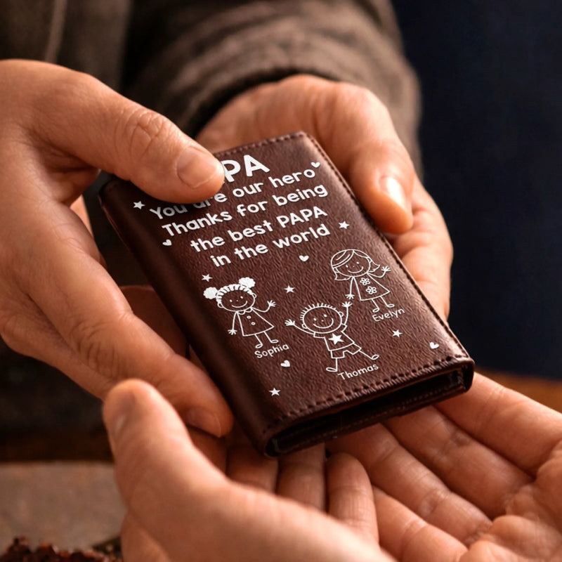 Custom Pop-Up Leather Wallet - Personalized Father's Day Birthday Gifts For Dad, Grandpa - Dad Means Everything