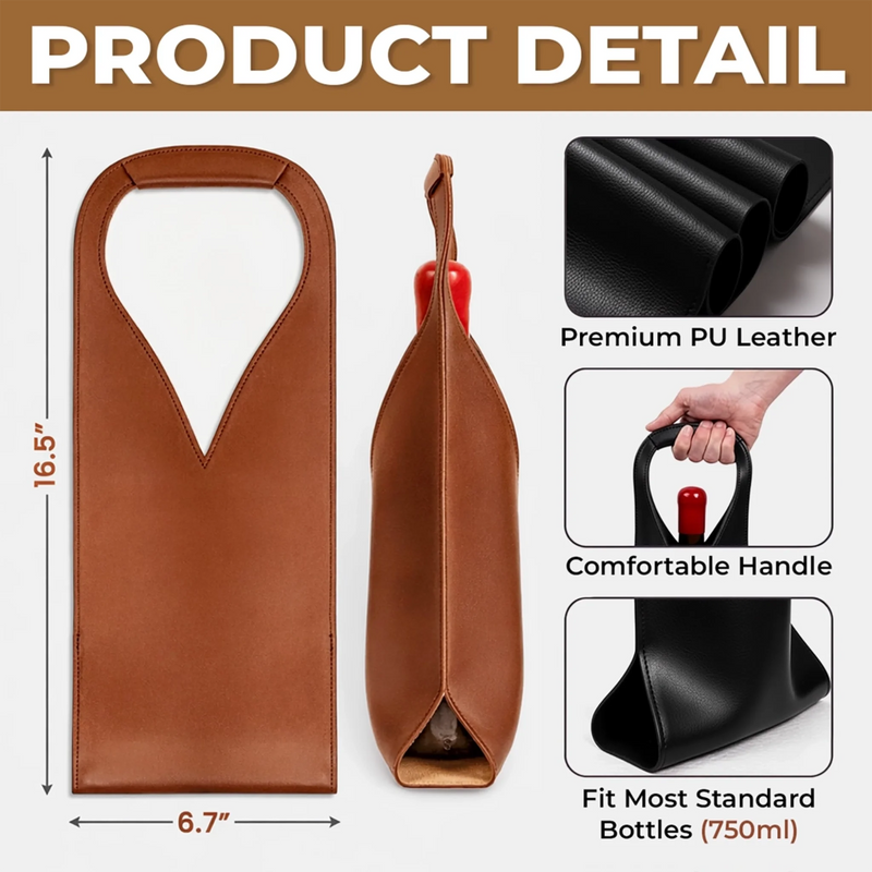 Custom Leather Wine Bag - Personalized Father's Day Birthday Gifts For Dad, Grandpa - Savor The Moment